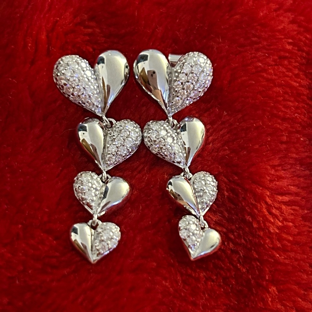Moissanite Diamond‎ Heart Drop Earrings